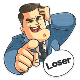 😂 60ed5da1 Loser cartoon, man, wijzen, belediging, spot telegram sticker
