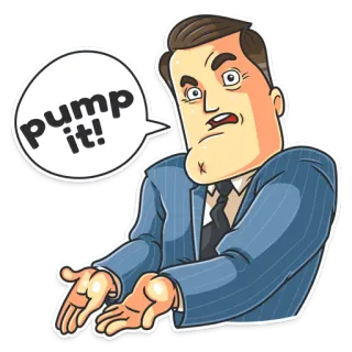 ➕ ff0ad021 pump it! man, business, tekstballon, cartoon telegram sticker