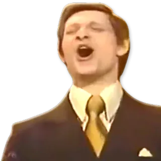 😵 4273ed3a uomo, cantando, completo, cravatta, performance telegram sticker