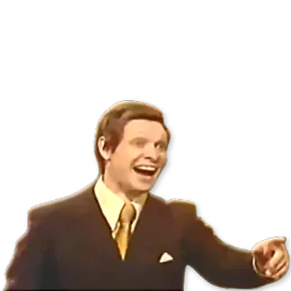 👉 8fecfb46 uomo, completo, che indica, che ride, vintage, anni '70 telegram sticker