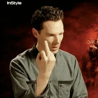🖕 821541cf Benedict Cumberbatch actor, middle finger, offensive, celebrity whatsapp sticker