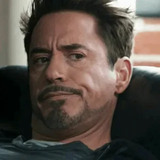 😕 d199a85b Iron Man Robert Downey Jr., Tony Stark, Marvel, facial expression, smirk whatsapp sticker