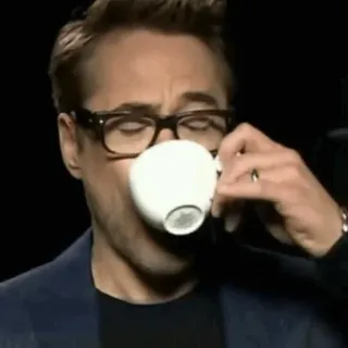 😌 f4313630 robert downey jr, coffee, celebrity, actor whatsapp sticker