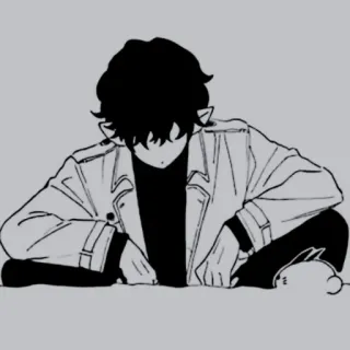 👁‍🗨 66dc6900 Anime, Manga, Karakter, Gambar, Ilustrasi, Hitam putih telegram sticker