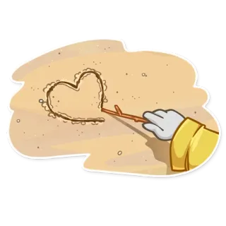 💛 038f149f heart, sand, drawing, stick, love, beach, cute telegram sticker