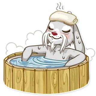 🛁 67001af3 rabbit, bath, sauna, relax, spa, cute, cartoon telegram sticker