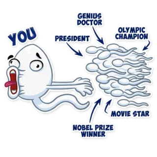 🥇 9b4b0c4d YOU sperm, cartoon, funny, biology, medical telegram sticker