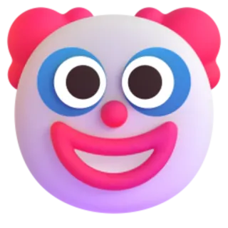 🤡 443fab2d clown, gezicht, cartoon, grappig, roze, blauw, personage telegram sticker