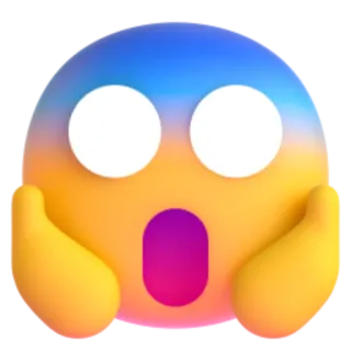 😱 c291173c Emoji, Geschrokken, Verrast, Gezicht, Uitdrukking, Geel, Blauw telegram sticker