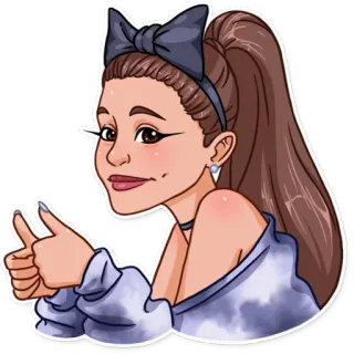 👍 3497843b ariana grande, stiker, penyanyi pop, kartun, simbol perdamaian telegram sticker
