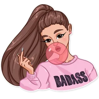 🖕 3b37d1c4 BADASS wanita, kartun, permen karet, jari tengah, keren, sikap telegram sticker