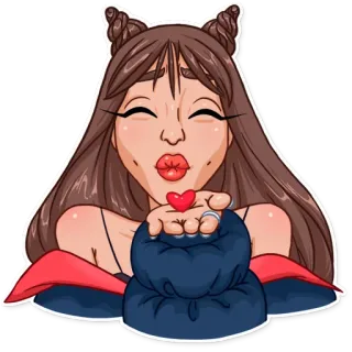 😘 779c542b gadis, ciuman, ciuman jauh, cinta, hati, kartun telegram sticker