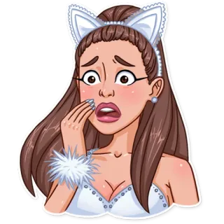 😧 81ab06e1 wanita, telinga kucing, khawatir, stiker, ketakutan, kartun telegram sticker