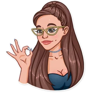 👌 f6dbe4e1 wanita, kacamata, potret, kartun, gestur OK, gadis telegram sticker