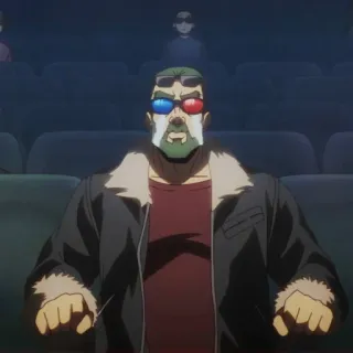 😭 e09684f1 homme, théâtre, film, regarder, lunettes, 3D telegram sticker