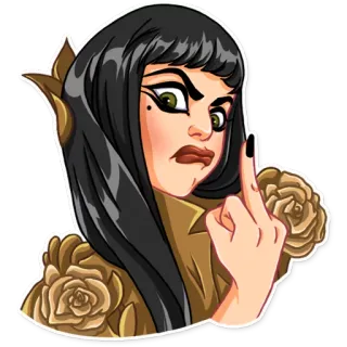 🖕 7f18dc6b dedo corazón, ofensivo, mujer, ilustración, gesto whatsapp sticker