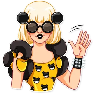 👋 d08a30f7 mujer, ilustración, pelo rubio, gafas de sol, moda whatsapp sticker