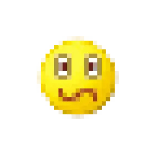 😕 5ac2cbfa emoji, pixelated, yellow, square, sad whatsapp sticker