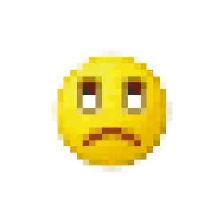 🙁 e879485a emoji, sad, yellow, pixel art whatsapp sticker