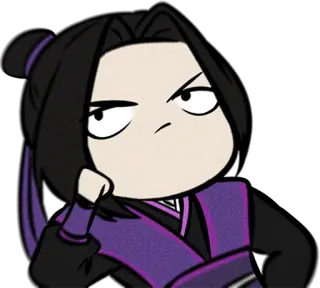 🙄 1dd04dbf Hoạt hình, Chibi, Biểu cảm, Suy nghĩ, Tím, Tóc đen telegram sticker