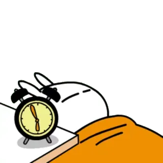😴 00061063 tidur, kelinci, jam alarm, kartun, tempat tidur, lelah telegram sticker