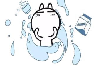 🥛 a4db3688 Milk susu, kartun, putih, cairan, karakter, air telegram sticker