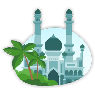 ✌️ 165480b0 mesquita, islamismo, edifício, arquitetura, palmeiras, religião telegram sticker