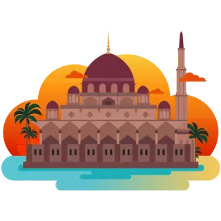 👉 8e6e42b0 mesquita, islâmico, edifício, arquitetura, religioso, palmeiras, pôr do sol telegram sticker