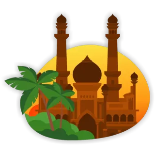 ✌️ cd0bcd5e mesquita, islão, edifício, viagem, religião, pôr do sol, palmeiras telegram sticker