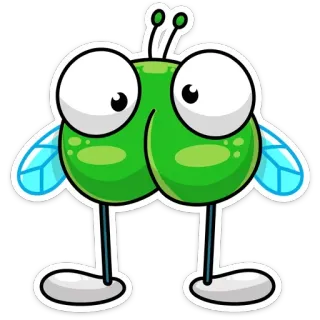 🍑 1aee9241 파리, 곤충, 만화, 벌레, 초록색, 날개 telegram sticker
