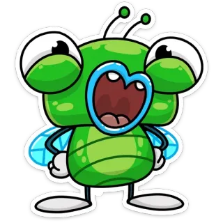 😮 28ac5c05 만화, 벌레, 곤충, 초록색, 귀여운, 스티커 telegram sticker
