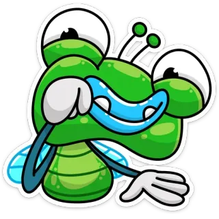 ☺️ aada2ee6 파리, 곤충, 만화, 스티커, 초록색, 웃긴, 귀여운 telegram sticker