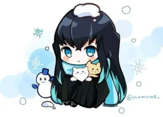 ❄ 207820a1 chibi, anime, cute, winter, snow, cats, snowman telegram sticker