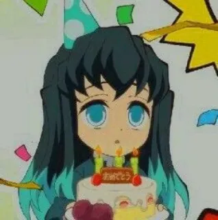 ❄ 5a8cca6b おめでとう anime, birthday, celebration, cake, cute, kawaii telegram sticker