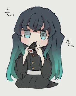 ❄ e6fd7abe Muichiro Tokito Demon Slayer もっ anime, manga, cute, chibi, demon slayer, muichiro tokito, food telegram sticker