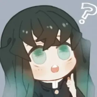 ❄ fc45624b Muichiro Tokito Demon Slayer anime, chibi, question mark, Muichiro Tokito, Demon Slayer, cute, sticker telegram sticker