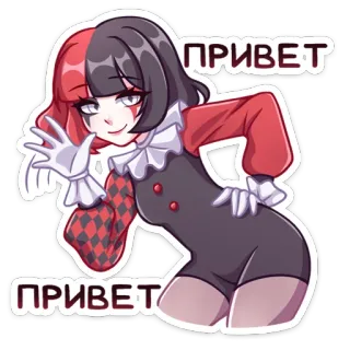 👋 74293092 ПРИВЕТ ПРИВЕТ anime, gadis, salam, harlequin telegram sticker