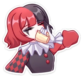 ☕️ 9e963cb1 Harley Quinn Harley Quinn, Anime, Kartun, Minum, Badut, Perempuan telegram sticker