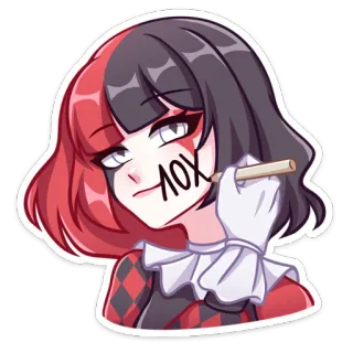 🤡 bae3bc56 10X stiker, kartun, wanita, harlequin, tulisan telegram sticker