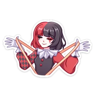 ☺️ e3a51b60 Gadis anime, Harlequin, Merah dan hitam, Badut, Stiker, Karakter, Lucu telegram sticker