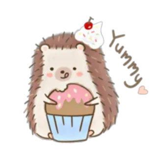 😋 ed1059cb Yummy Igel, Cupcake, Dessert, Süß, Lecker, Yummy telegram sticker