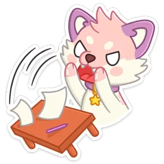 😡 07c60425 angry, dog, sticker, cartoon, table, paper, frustrated telegram sticker