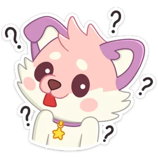 ❓ 10f53cba dog, cute, question, pink, cartoon, sticker, animal, confused telegram sticker