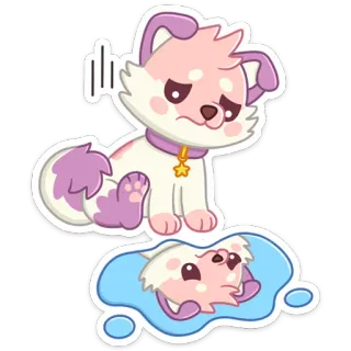 😭 ee29420c sad, dog, puppy, cute, cartoon, sticker, animal, reflection telegram sticker