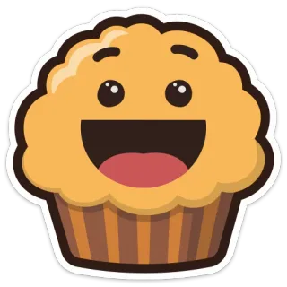 😄 1f7df50e muffin, cupcake, postre, comida, dibujo animado, lindo whatsapp sticker