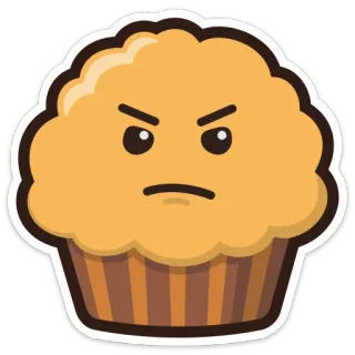 😠 200600ec muffin, enojado, comida, postre, dibujos animados, pegatina whatsapp sticker