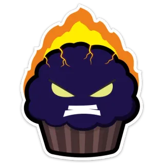 👿 d59669ee muffin, enojado, dibujos animados, comida, dulce, postre whatsapp sticker