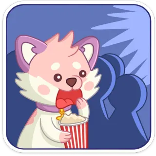 🍿 69408d20 Tier, Cartoon, Film, Popcorn, Snack, Niedlich, Hund, Kino telegram sticker