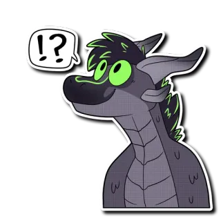 ⁉️ 43f8d768 !?  Drache, Cartoon, Sticker, Tier, Frage, Ausruf whatsapp sticker