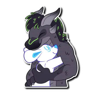 🤗 4fde7abd Drache, Furry, Anthro, Umarmung, Zuneigung, Cartoon whatsapp sticker